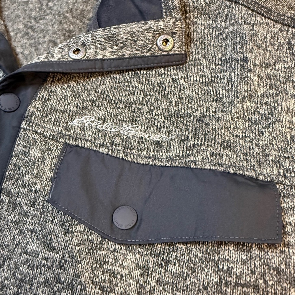 Eddie Bauer Men's Heather Gray Fleece Snap Neck Pullover Sweater Size L - Picture 8 of 9